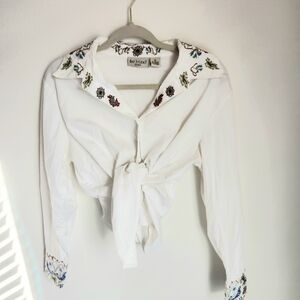White Embroidered Women's Top